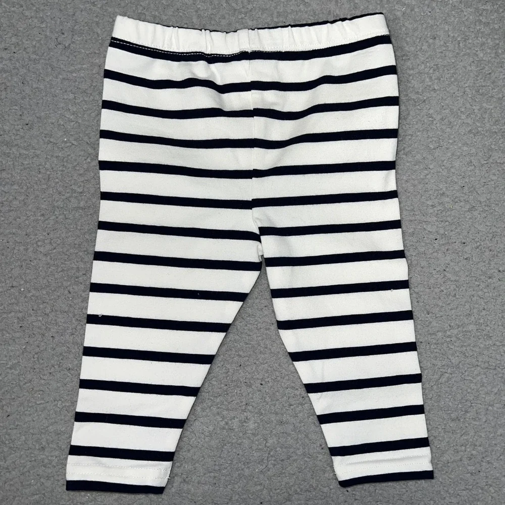 Polo Ralph Lauren Baby Leggings Toddler Sz‎ 6M White Blue Striped Pony Pull On